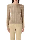 Polo Ralph Lauren Ralph Lauren Cable-knit Silk Crewneck Jumper In Lux Tan