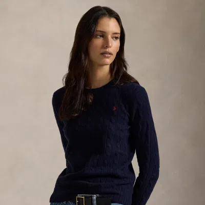 Polo Ralph Lauren Julianna Cotton Cable Crew Neck Sweater In Hunter Navy