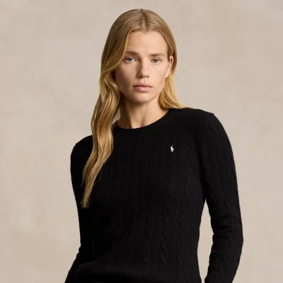 Polo Ralph Lauren Cable Wool And Cashmere Crewneck Jumper In Black