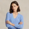 Polo Ralph Lauren Ralph Lauren Cable-knit Cotton V-neck Sweater In Blue