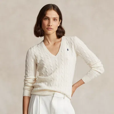 POLO RALPH LAUREN RALPH LAUREN CABLE-KNIT WOOL-CASHMERE V-NECK SWEATER