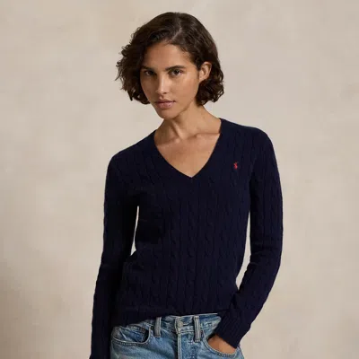 POLO RALPH LAUREN RALPH LAUREN CABLE-KNIT WOOL-CASHMERE V-NECK SWEATER
