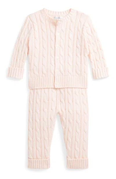 POLO RALPH LAUREN RALPH LAUREN CABLE STITCH COTTON CARDIGAN & SWEATER PANTS SET
