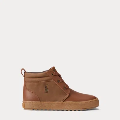 Polo Ralph Lauren Kids' Ralph Lauren Camdyn Leather High-top Sneaker In Brown