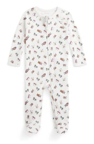 Polo Ralph Lauren Babies' Ralph Lauren Camping Bear Print Cotton Jersey Footie In Nantucket Boy Bear