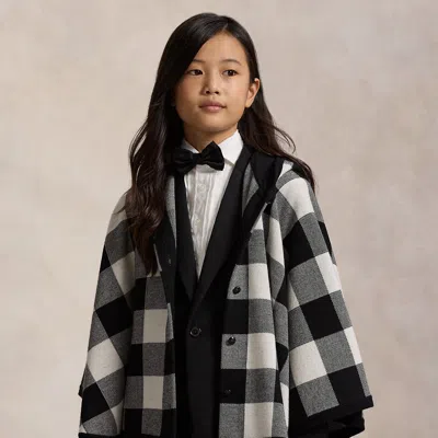 Polo Ralph Lauren Kids' Ralph Lauren Checked Wool Hooded Poncho In Black