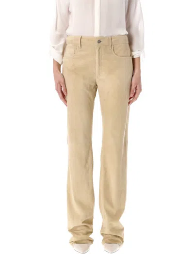 Polo Ralph Lauren Ralph Lauren Collection Logo Patch Straight Leg Trousers In Beige