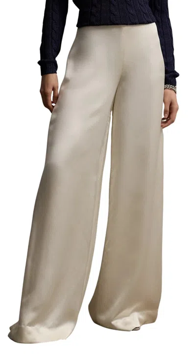 Polo Ralph Lauren Ralph Lauren Collection Wide-leg White Trousers With Satin Finish