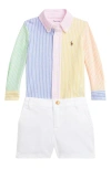 Polo Ralph Lauren Ralph Lauren Colorblock Button-up Shirt & Denim Shorts Set In Wicket Yellow Multi