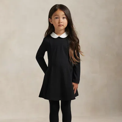Polo Ralph Lauren Kids' Ralph Lauren Contrast-collar Ponte Dress In Black