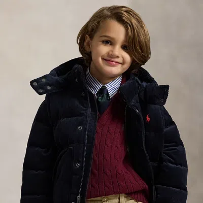 Polo Ralph Lauren Kids' Ralph Lauren Convertible Corduroy Down Jacket In Black