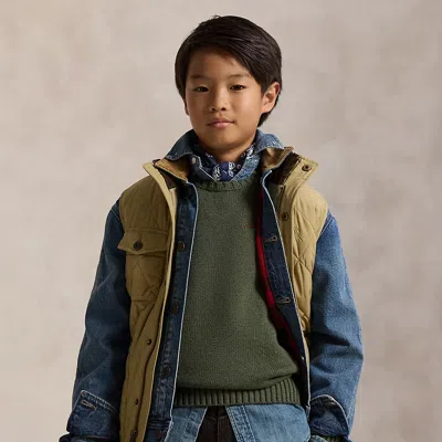 Polo Ralph Lauren Kids' Ralph Lauren Corduroy-trim Quilted Vest In Green