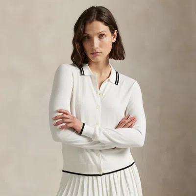 Polo Ralph Lauren Ralph Lauren Cotton-blend Polo-collar Cardigan In Neutral