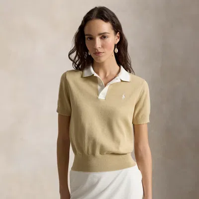 Polo Ralph Lauren Ralph Lauren Cotton-blend Polo-collar Sweater In Brown