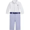 Polo Ralph Lauren Ralph Lauren Cotton Button-up Shirt, Stripe Pants & Belt Set In White