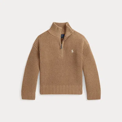 Polo Ralph Lauren Kids' Ralph Lauren Cotton Half-zip Sweater In Brown