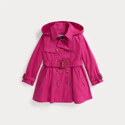 Polo Ralph Lauren Kids' Ralph Lauren Cotton Hooded Trench Coat In Pink