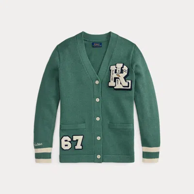 Polo Ralph Lauren Kids' Ralph Lauren Cotton Letterman Cardigan In Green