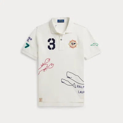 Polo Ralph Lauren Kids' Ralph Lauren Cotton Mesh Graphic Polo Shirt In White