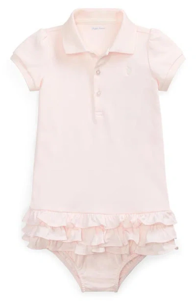 Polo Ralph Lauren Babies' Ralph Lauren Cotton Ruffle Polo Dress & Bloomers In Delicate Pink