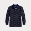Polo Ralph Lauren Ralph Lauren Crest-print Mesh Long-sleeve Polo Shirt In Multi