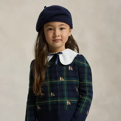 Polo Ralph Lauren Kids' Ralph Lauren Dog-embroidered Wool Cardigan In Blue