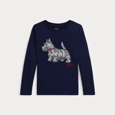 POLO RALPH LAUREN RALPH LAUREN DOG-PRINT COTTON LONG-SLEEVE TEE