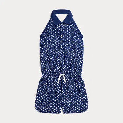 POLO RALPH LAUREN RALPH LAUREN DOLPHIN-PRINT MESH POLO ROMPER