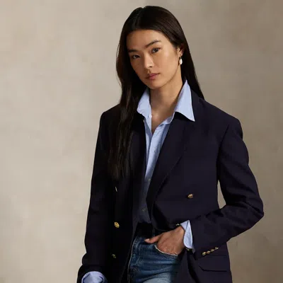 Polo Ralph Lauren Wool-blend Double-breasted Blazer In Navy