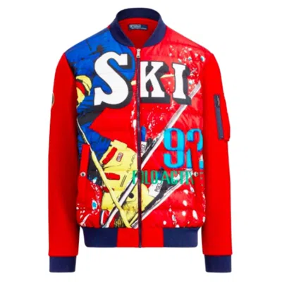 Pre-owned Polo Ralph Lauren Ralph Lauren Downhill Skier Double-knit Ski Hybrid Down Jacket Red Blue Yellow