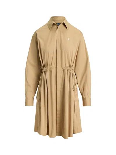 Polo Ralph Lauren Ralph Lauren Drawcord Dress Camel In Brown