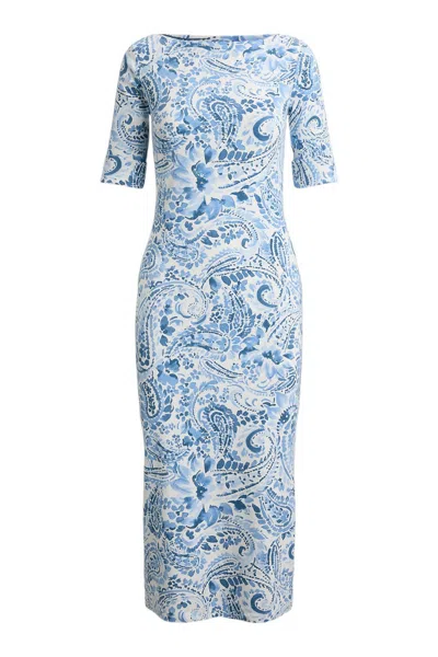 Polo Ralph Lauren Ralph Lauren Dresses White/light Blue In Arancio Vivaci