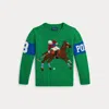 Polo Ralph Lauren Intarsia-knit Equestrian-motif Sweater In Green