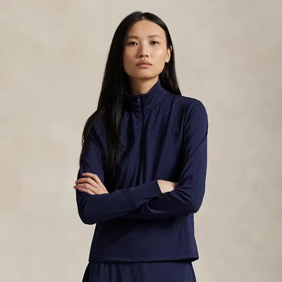 Polo Ralph Lauren Ralph Lauren Eyelet-panel Interlock Quarter-zip In Blue
