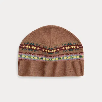 Polo Ralph Lauren Kids' Ralph Lauren Fair Isle Cotton-wool Hat In Brown
