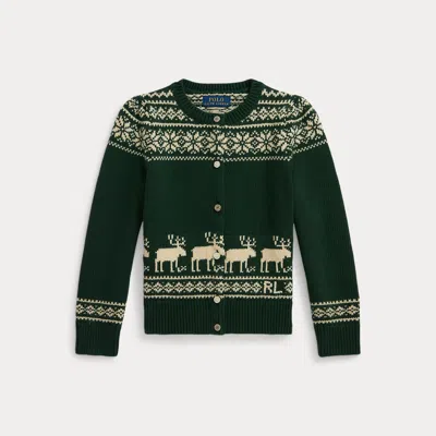 Polo Ralph Lauren Ralph Lauren Fair Isle Reindeer Cotton-blend Cardigan In Green
