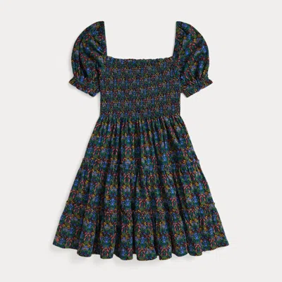 POLO RALPH LAUREN RALPH LAUREN FLORAL SMOCKED COTTON JERSEY DRESS