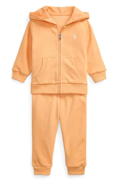 Polo Ralph Lauren Babies' Ralph Lauren French Terry Zip Hoodie & Joggers Set In Soft Creamsicle