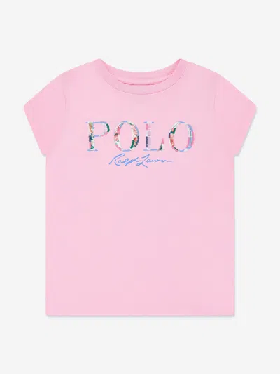 Polo Ralph Lauren Kids' Girls Polo Logo T-shirt In Pink
