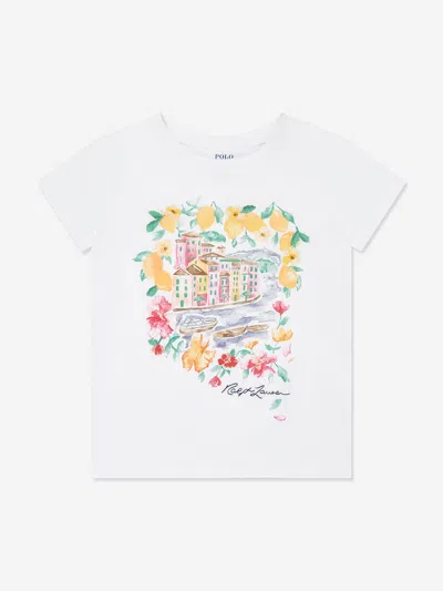 Polo Ralph Lauren Kids' Girls Portofino Print T-shirt In White
