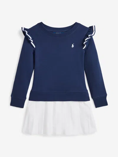 Polo Ralph Lauren Babies' Ralph Lauren Girls Ruffle Sweater Dress In Blue