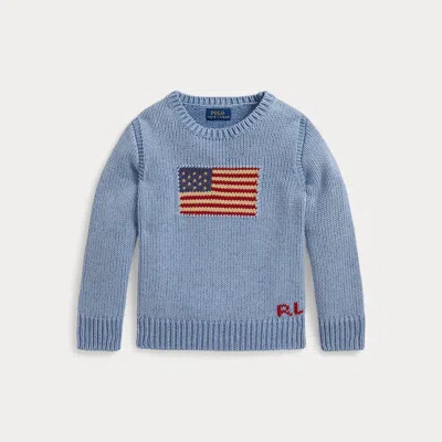 Polo Ralph Lauren Kids' Ralph Lauren Heathered Iconic Flag Sweater In Blue
