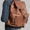Polo Ralph Lauren Heritage Leather Backpack In Saddle