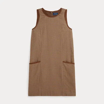 Polo Ralph Lauren Kids' Ralph Lauren Houndstooth Twill Flannel Dress In Brown