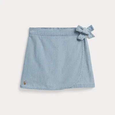 Polo Ralph Lauren Kids' Ralph Lauren Indigo Chambray Faux-wrap Skort In Blue