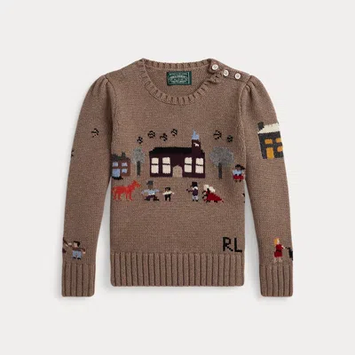 Polo Ralph Lauren Kids' Ralph Lauren Intarsia-knit Sampler Sweater In Brown