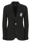 Polo Ralph Lauren Embroidered-logo Single-breasted Blazer In Black