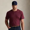 Polo Ralph Lauren Custom Slim Fit Jersey Crewneck T-shirt Man T-shirt Burgundy Size L Cotton In Brown