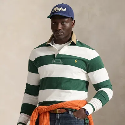 Polo Ralph Lauren Ralph Lauren Khaki-collar Striped Rugby Shirt In Green