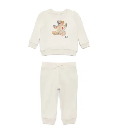 Polo Ralph Lauren Ralph Lauren Kids Cotton Sitting Bear Sweatshirt And Sweatpants Set In Ivory